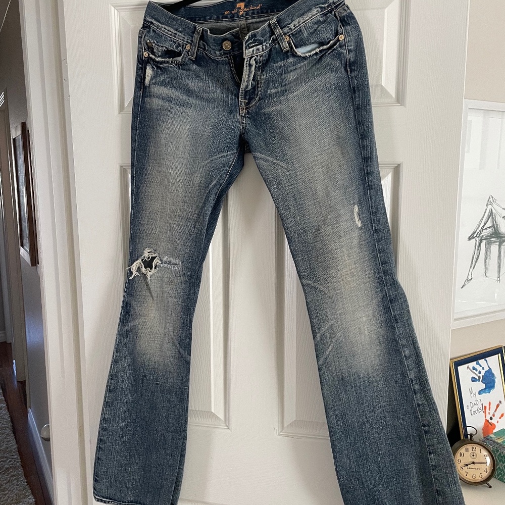 7 for all Mankind boot cut distressed jean